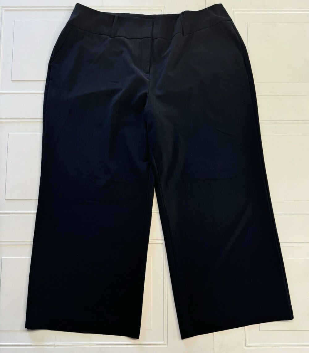 Lane Bryant Women's Size 22R Dress Pants Wide Leg Pants Black Polyester